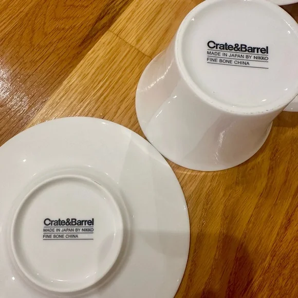 Crate and Barrel White Pearl Cups and Saucers - 4 pack - Picture 2 of 3